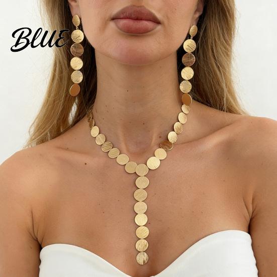 Tank Top Necklace Chunky Y Necklace Metal Discs Choker Textured