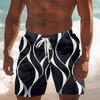 Men's Hawaiian Swimming Trunks 3D Simple Line Printing Beach Shorts Summer Breathable Comfortable Outdoor Sports Board Shorts