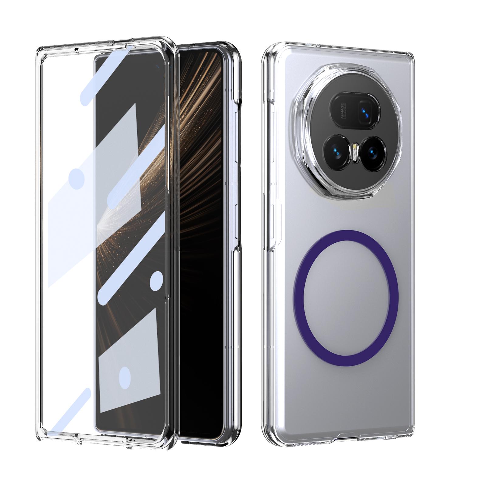 

Прозрачный магнитный чехол HD для Honor Magic V3 Vs3 V5 складной, кристально чистая крышка с прозрачным защитным стеклом для экрана Honor magic v5 фиолетовый