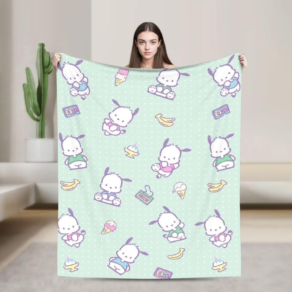 Pochacco Dog Pattern Blanket Cartoon  Plush Throw Blankets Airplane Travel Printed Soft Warm Bedsprea