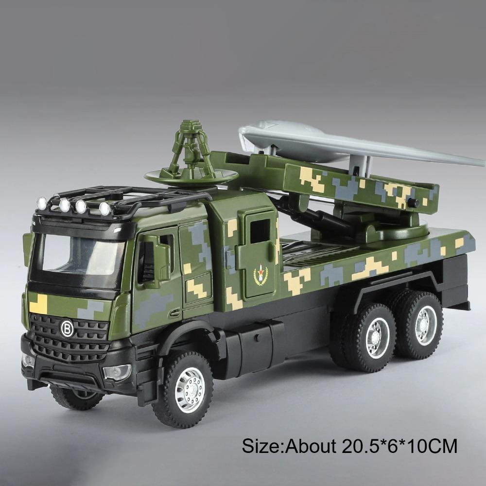 1:32 Scale Drone Launch Model Car Toy Rotatable Launch Pad Alloy Diecast Sound Light Pull Back Military Vehicles for Kids Gifts