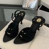 Fashion Fashion Metal Buckle Strap Design Thin High Heels Women Sexy Open Toe Ankle Strap Heeled Sandals Elegant Banquet Wedding Shoes