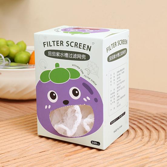 100Pcs Disposable Sink Filter Mesh Sewer Garbage Filter Bathroom Drain Hair Anti-blocking Net Universal Elastic Food Residue Catcher Bags