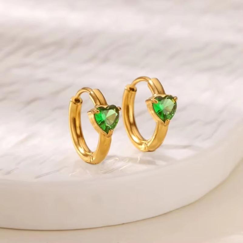 Niche Cold Wind Fashion Heart-shaped December Diamond Earrings Women's Personality Versatile K Golden Ear Jewelry