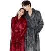 Winter Couple's Thick Flannel Robe - Warm Coral Fleece Long Bathrobe for Men and Women