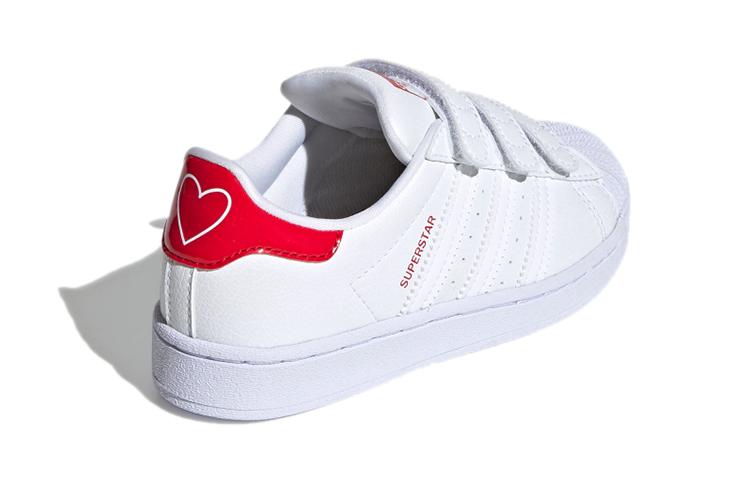 adidas Originals SUPERSTAR CF C Lace Up Breathable Low Top Kids' Skateboarding Shoes White Red FX7170