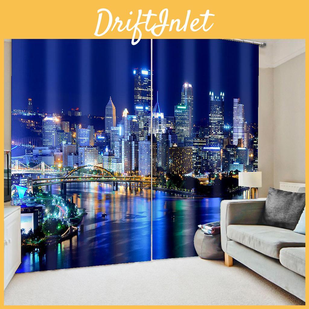 Custom Curtain Pattern Room Living City Night View 3d Photo Printing 2 Piece Sunshading Curtains For Room Decoration Drapes