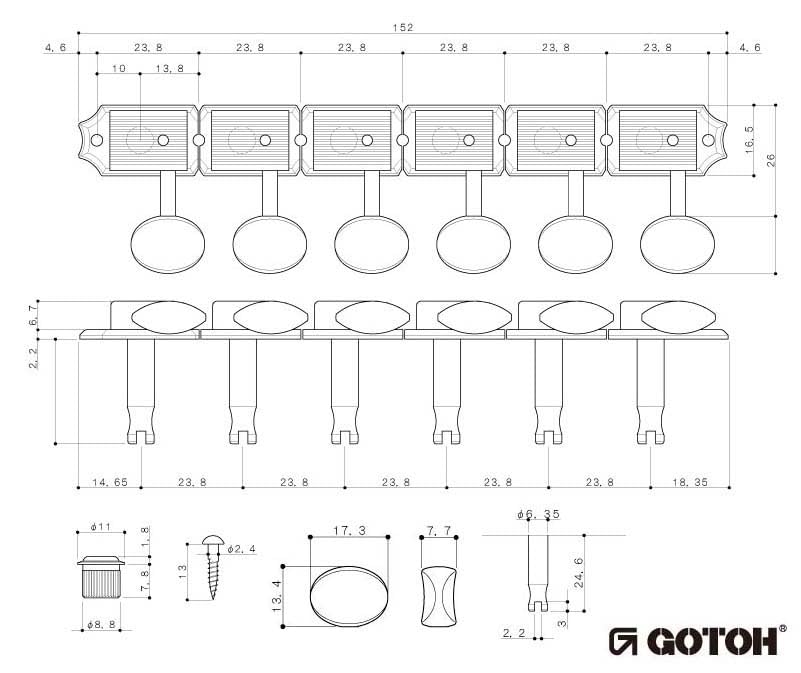 GOTOH SD91-05M-L6-GG Guitar Tuners, Gold, 21333GXD