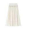Summer Women Solid Linen Bohemian Ornaments Elastic Long Maxi Holiday Beach Skirt For Girl