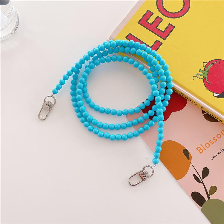 High Quality Fashion Custom Acrylic Beads Plastic Pearl Phone Case Strap, Girl Handmade Beaded Mobile Phone Lanyard Straps Chain