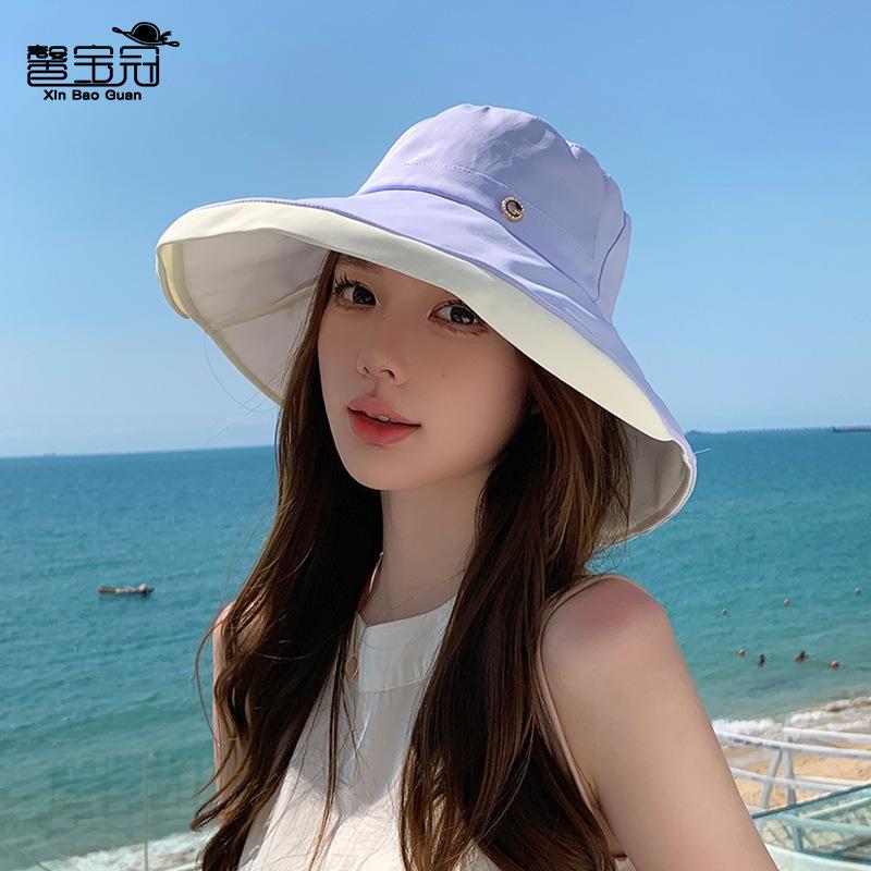 8486 new spring and summer eaves sunshade bucket hat fashion hat women's outdoor versatile sunscreen sun hat