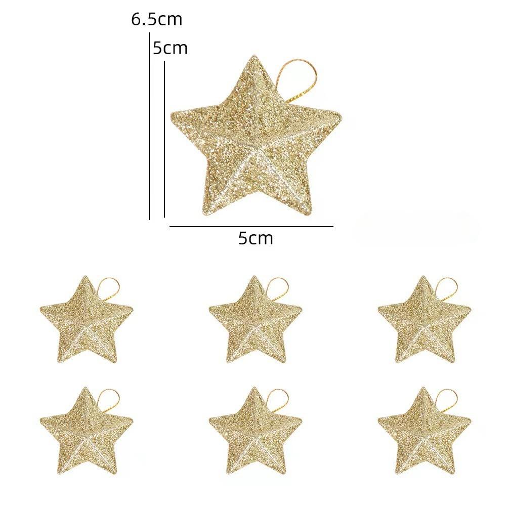 6/24pcs Christmas Glitter Star 5cm Pentagram Christmas Hanging Pendant For Birthday Wedding Festive Christmas Party Decoration