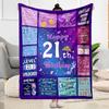 1pc 21th Birthday Celebration Blanket Soft and Warm for Sofa Office Camping Travel Livingroom Great Gift for Friends and Family Comfortable
