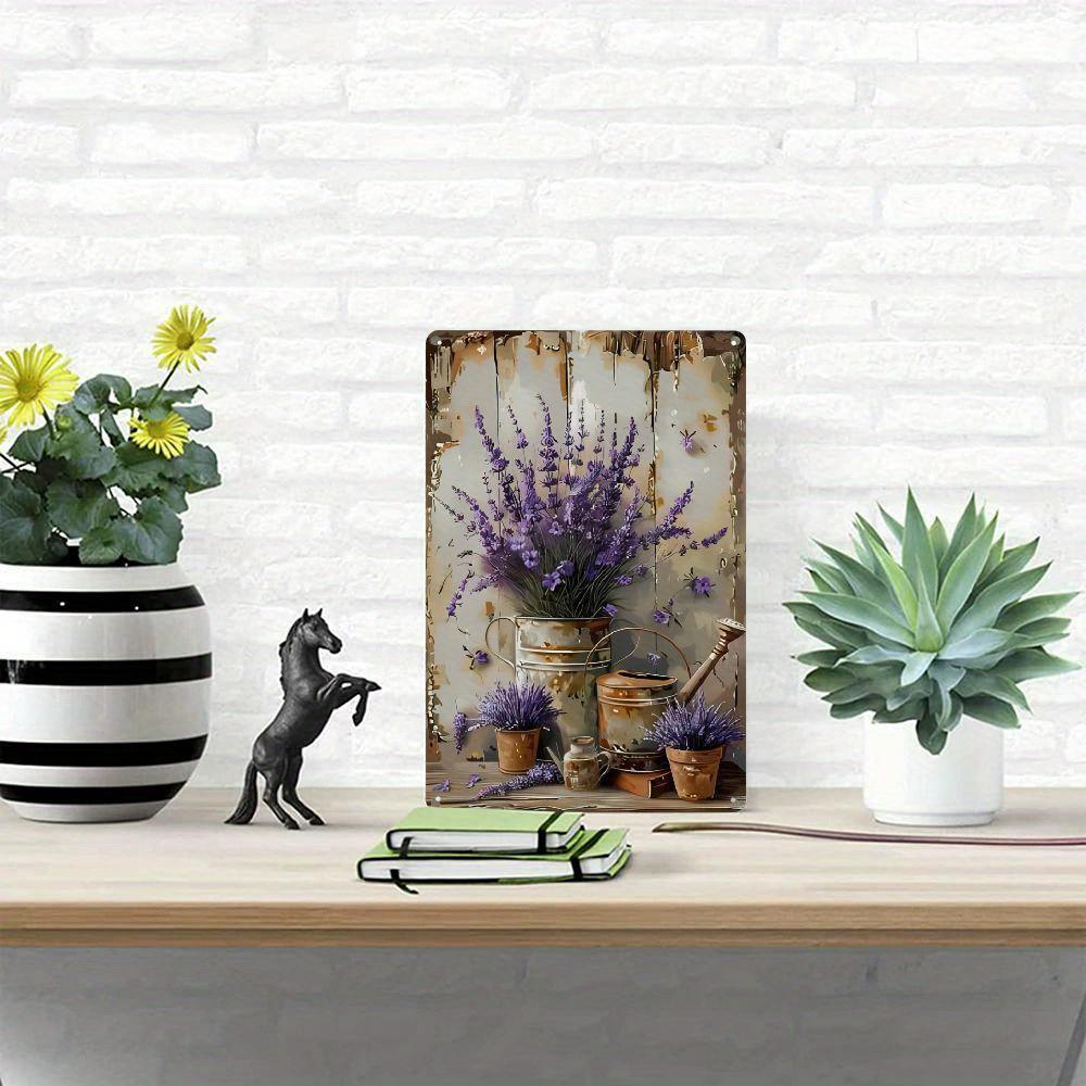 1pc Rustic Lavender Wooden Wall Art Sign - Vintage Garden Theme Decorative Plaque, Weather-Resistant Iron Construction, Easy Install, No Power Needed