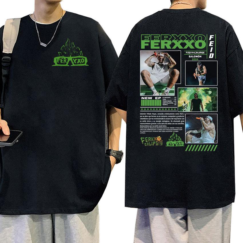 Rapper Feid Ferxxo 2024 Graphic T Shirt Mens Hip Hop Fashion High Quality TShirts Vintage Oversized Cotton Tshirt Streetwear