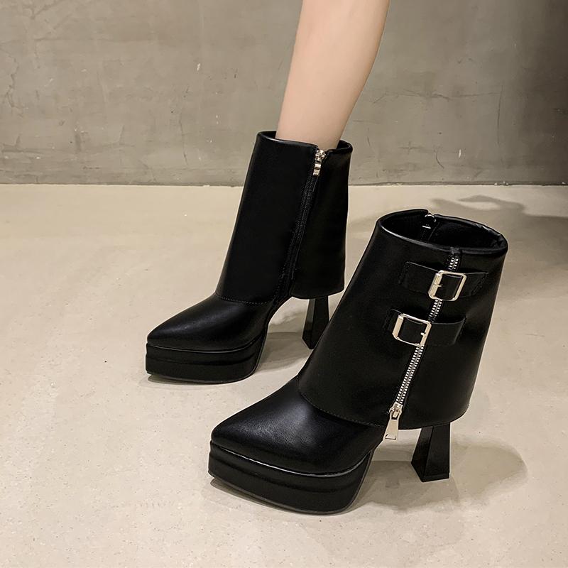 Niche Boots Heightened Platform Single Boots for Women