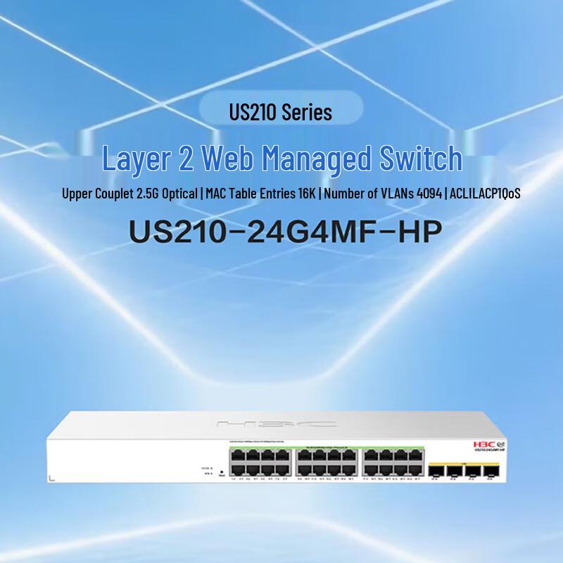 H3C US210-24G4MF-HP Layer 2 Managed PoE Switch