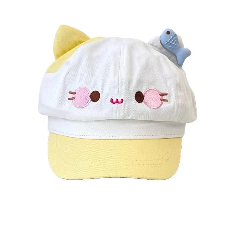 Japanese Cute Fish Kitten Beret for Women - Back To School Layered Octagonal Hat