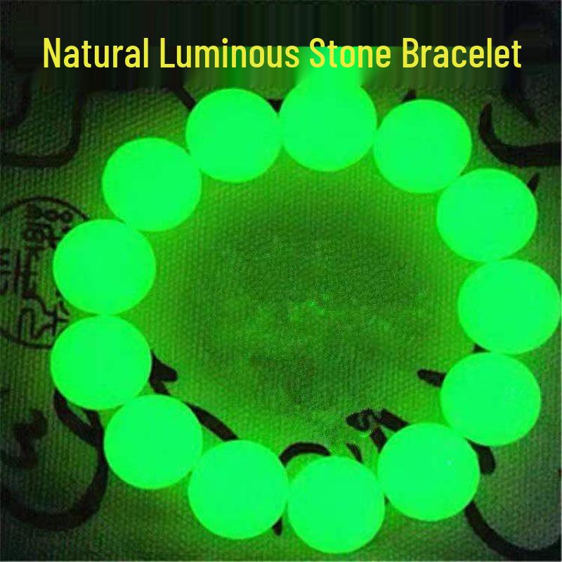 Green Luminous Night Glow Fluorescent Stone Bracelet for Couples – Fashionable Lucky Charm