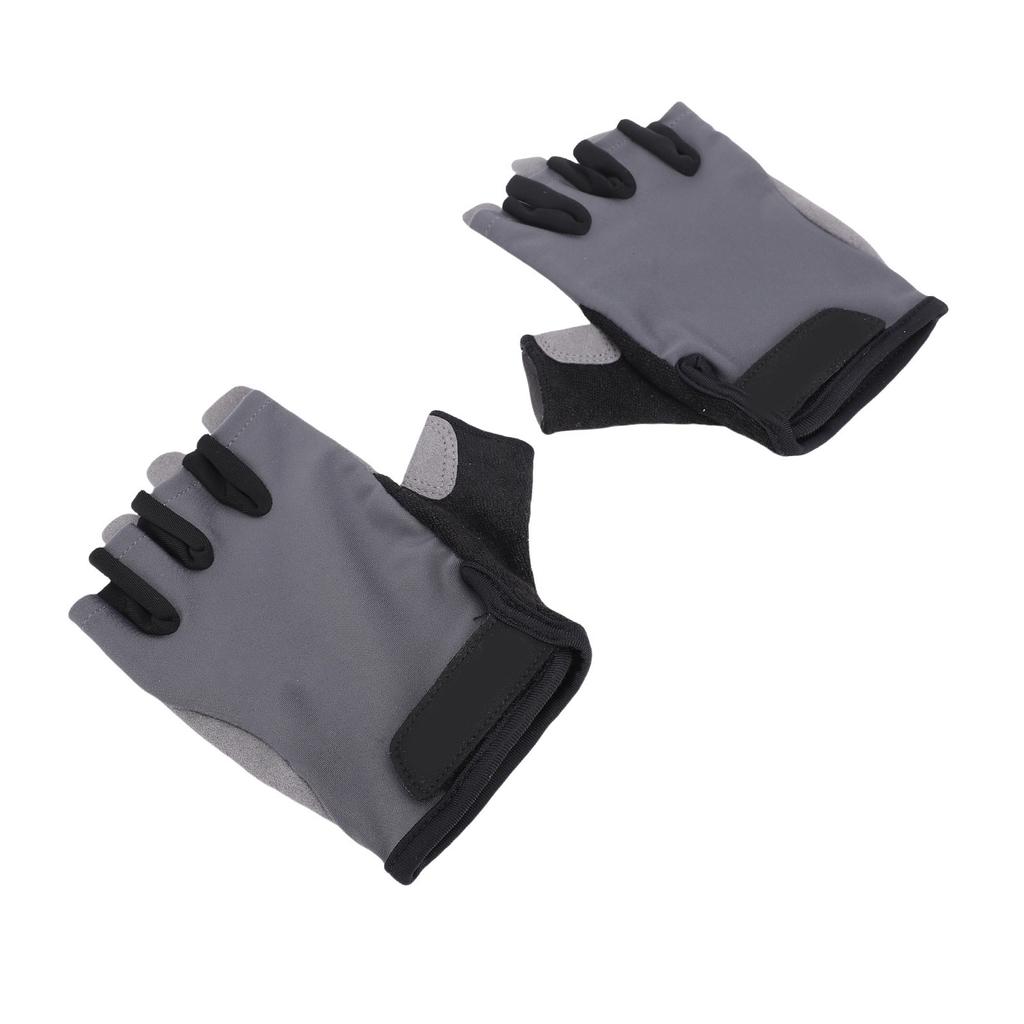 Cycling Gloves Grey Elastic Anti Slip Breathable Shock Absorbing Half Finger Bike Gloves for Road Bi