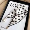 Elegant Satin Neck Scarf for Women with 2 in 1 Pearl Chain Necklace Buckle Lightweight Soft Shawl Gift for Party Office Wear