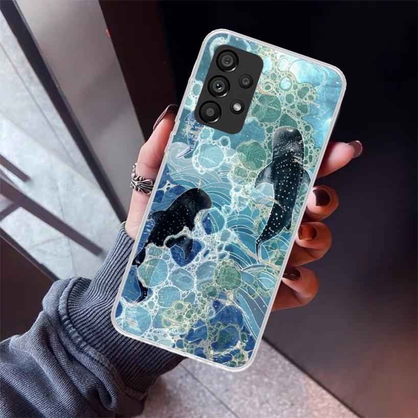 Ocean Whale Shark Phone Case For Samsung Galaxy A52 A51 A50S A32 A22 A12 A02S A72 A71 A31 A70 A30S Note 20 Ultra 10 Plus S10 Gal