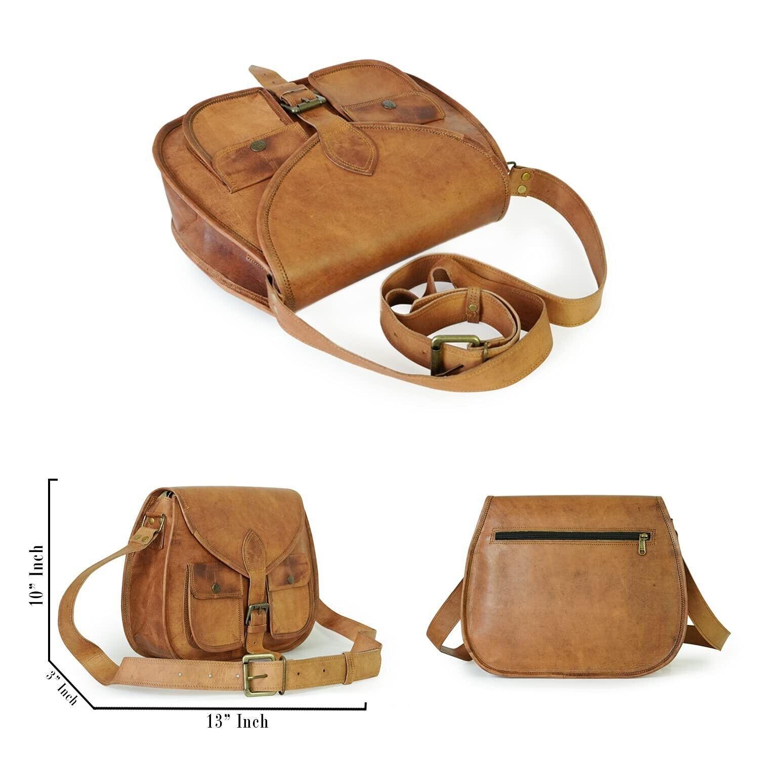 Женская винтажная коричневая кожаная сумка-мессенджер через плечо — фото 4