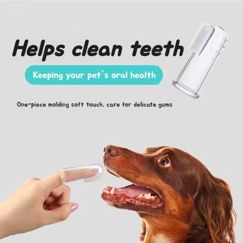 1-20pcs Silicone Soft Pet Finger Cuff Toothbrushes Dog Brush Bad Breath Tartar Teeth Care Tool Cat Cleaning Scrub Silicagel Pet Supplies