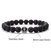 New Stainless Steel Anchor Bracelet Men 8mm Gemstone Stretch Beaded Braslet Tiger Eyes Lava Healing Braclet Gift For Him Joias