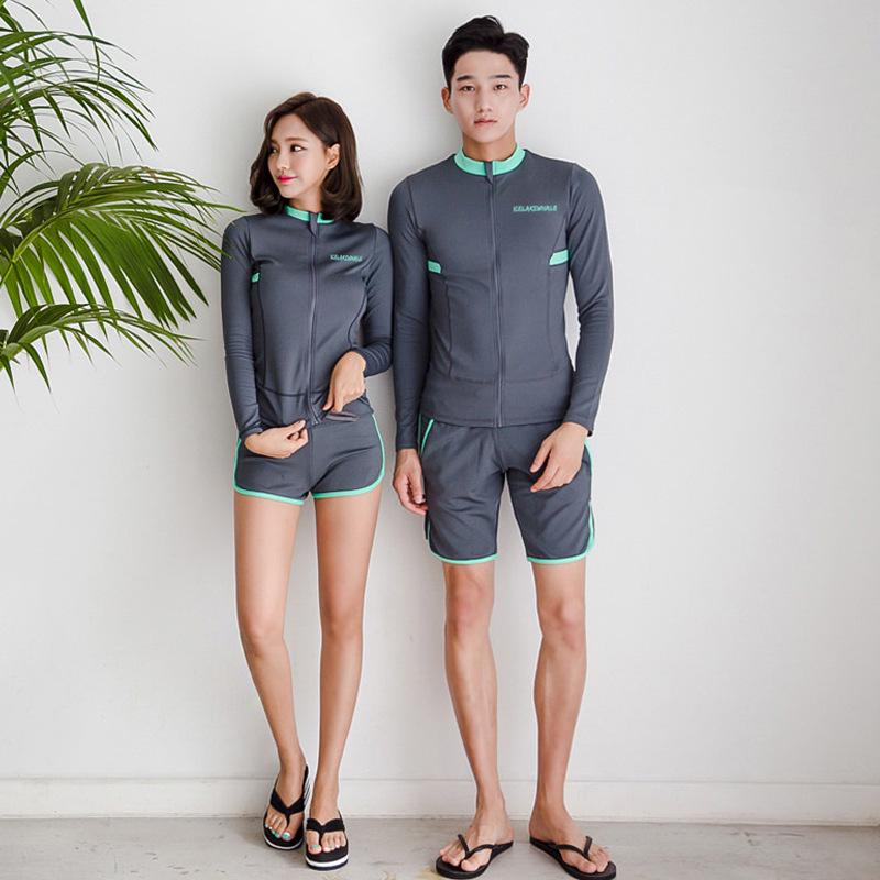 Korean Style Couple Wetsuit: Women’s Jellyfish Suit & Men’s Snorkeling Long Sleeve Swimsuit, Quick Dry, Sun Protection