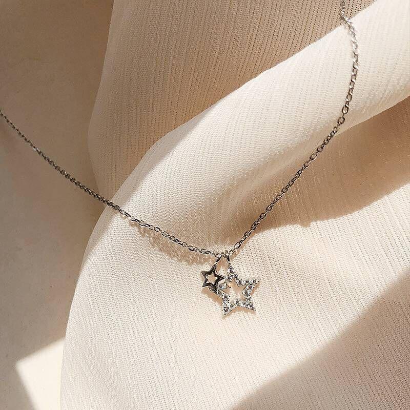 S925 Silver-Plated Five-Pointed Star Necklace - Women's Korean Mori Style Clavicle Chain