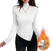 Women's Velvet Semi-High Neck Irregular Shoulder Long Sleeve Slim Fit Autumn Winter Top