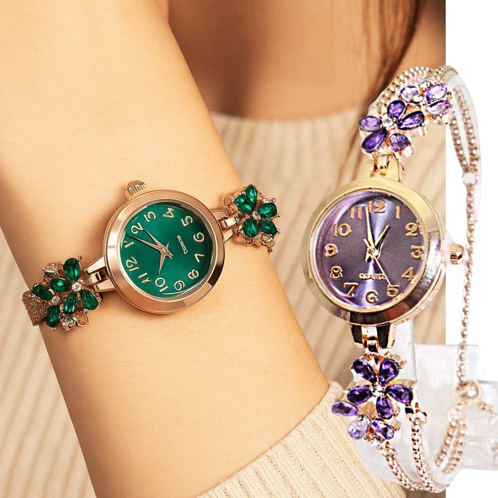 Flower Quartz Wristwatch Ladies Business Watches Rhinestone Quartz Watch  Business Occasion