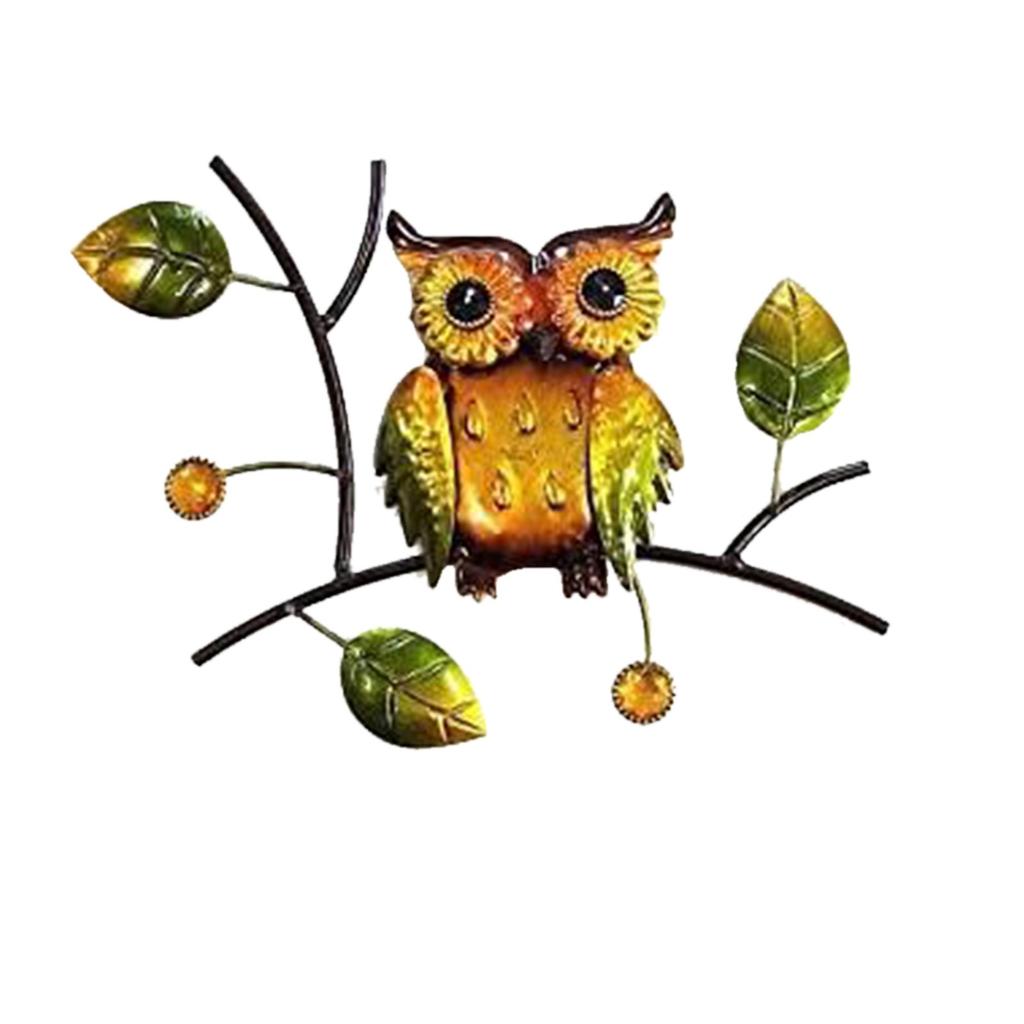 Målade Ugglehantverk Tredimensionell Bakgrundsvägg Metallvägghängning