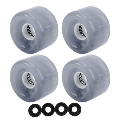 Lot de 4 Roues de Skateboard de Rechange Dureté 78A PU Translucide Clignotant Roue de Skateboard Longboard Roller Grise