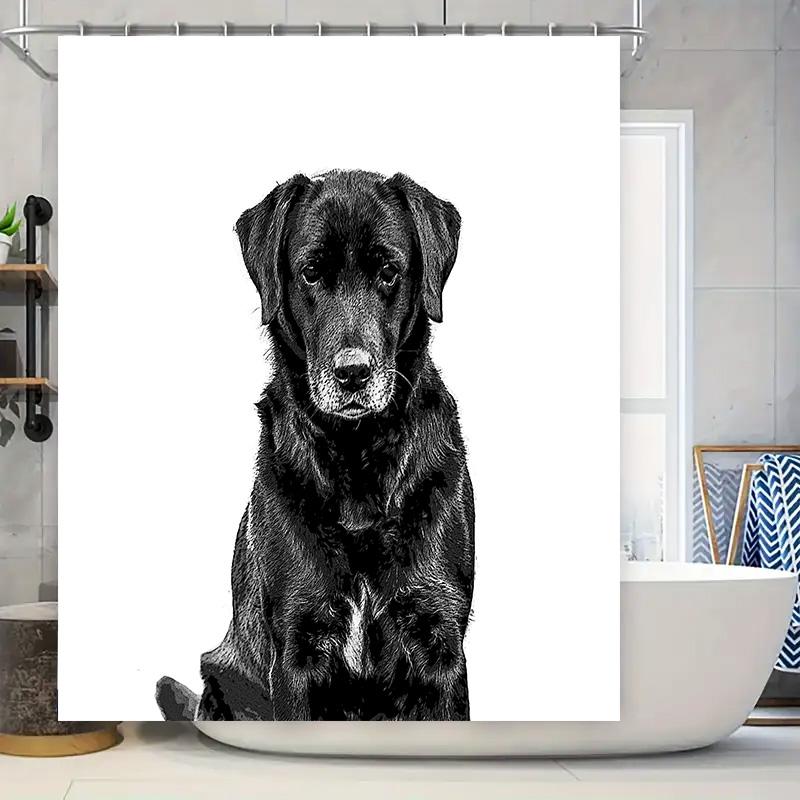 

Stylish Black Labrador Dog Print Shower Curtain Perfect Bathroom Decoration For Pets Lovers W60H190(CM)-1 Pcs
