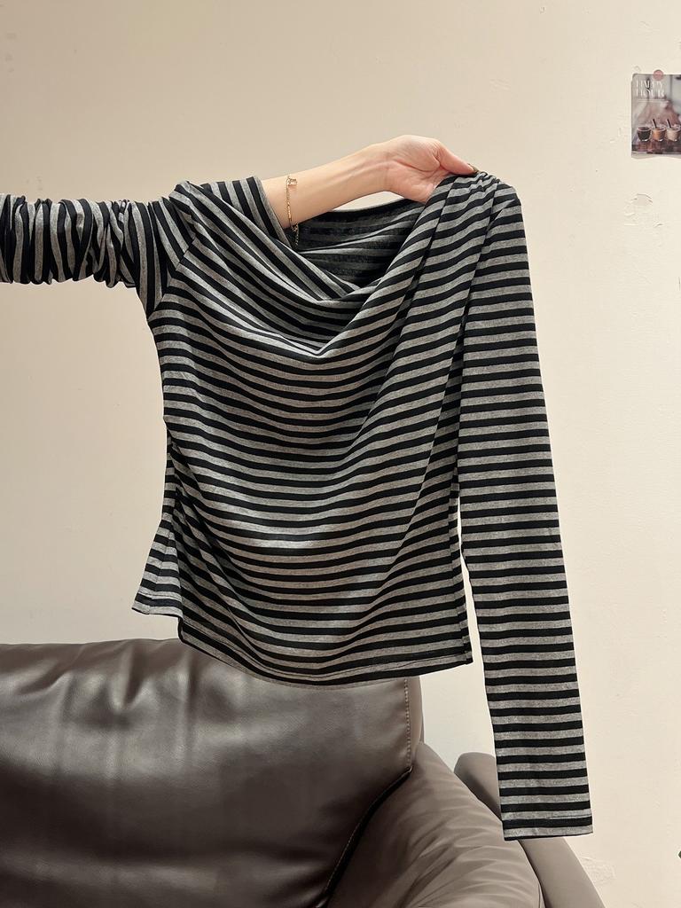 Spring Autumn Sloping Shoulders Solid Bottomed Sweater Women Long Sleeve Casual All-match Pullover KnittingTop