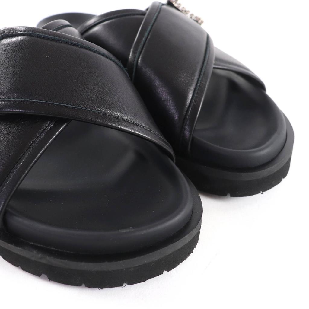 Very Good Sergio Rossi Sandals sr Twenty Leather cross with jewels black 37.5 Used