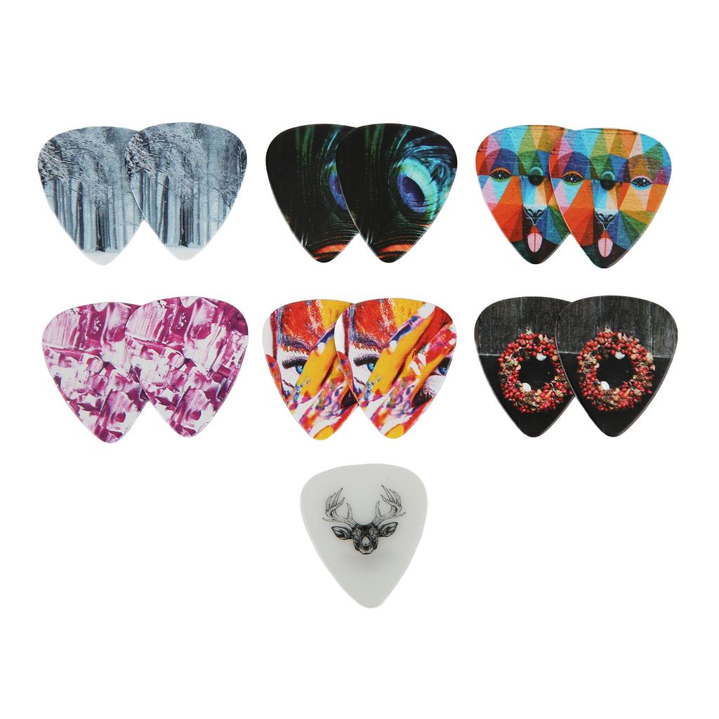 13 Stück Gitarrenplektren Medium Celluloid Gitarrenplektren mit Box InstrumentenzubehörFarbe