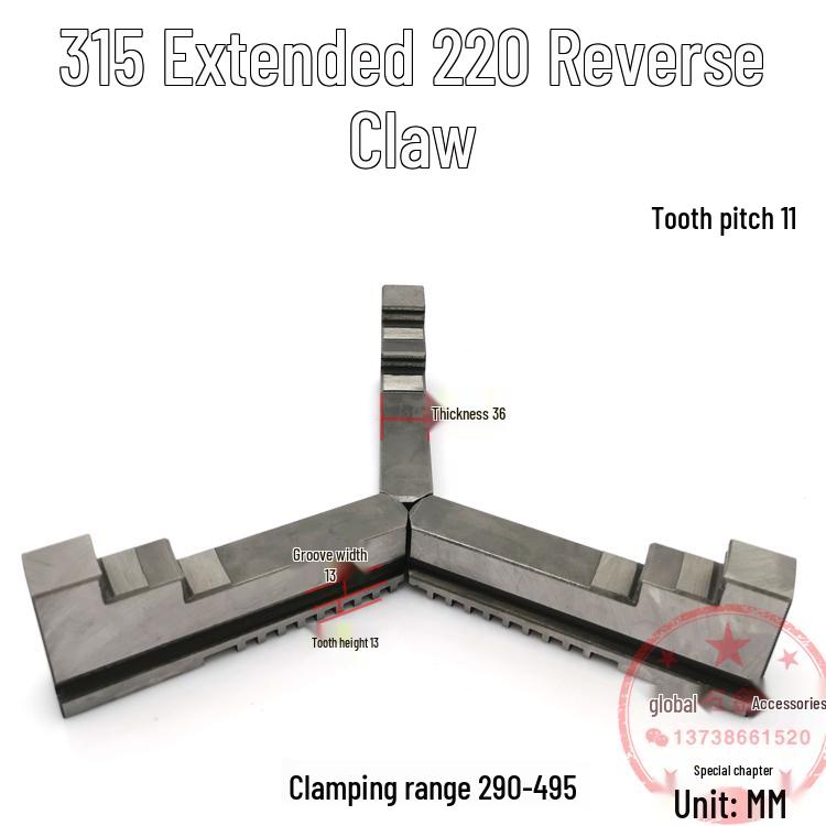 250mm & 500mm Extended Three-Jaw Chuck with Adjustable Jaws