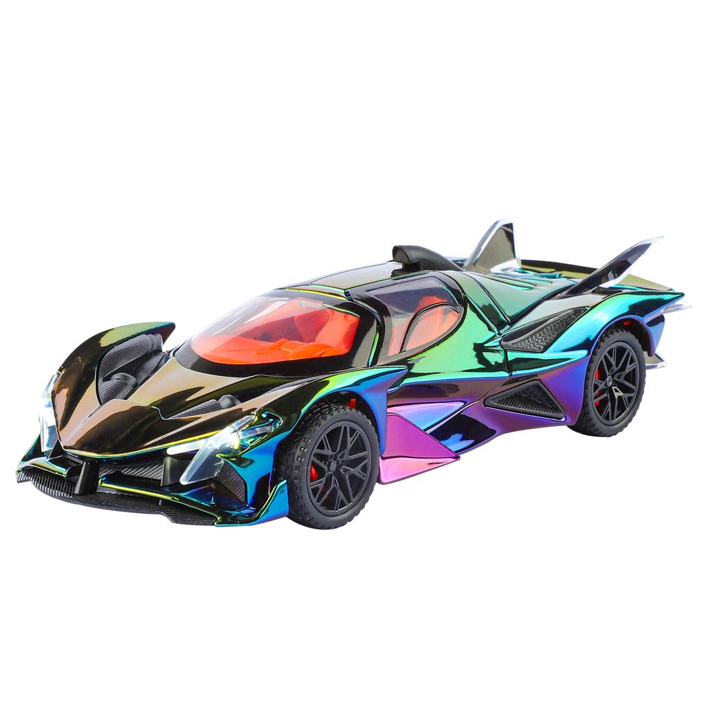 Simulation 1/32 Apollo EVO Electroplated Alloy Car Model Colorful Sports Car Ornaments Sound and Light Pull Back Children's Toys