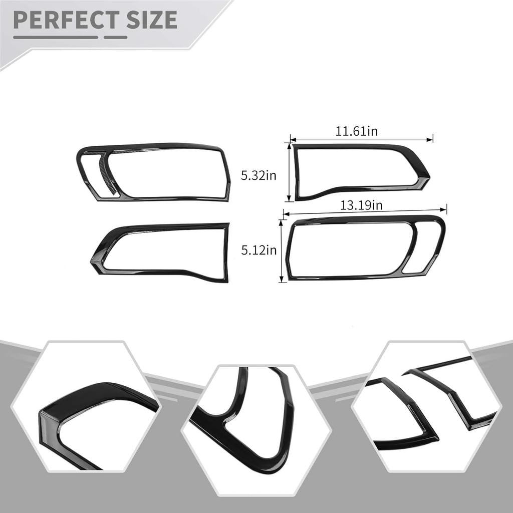 JeCar Tail Light Cover Bezel Trim for Jeep Grand Cherokee 2014-2020 Accessories (4 Pcs Black)