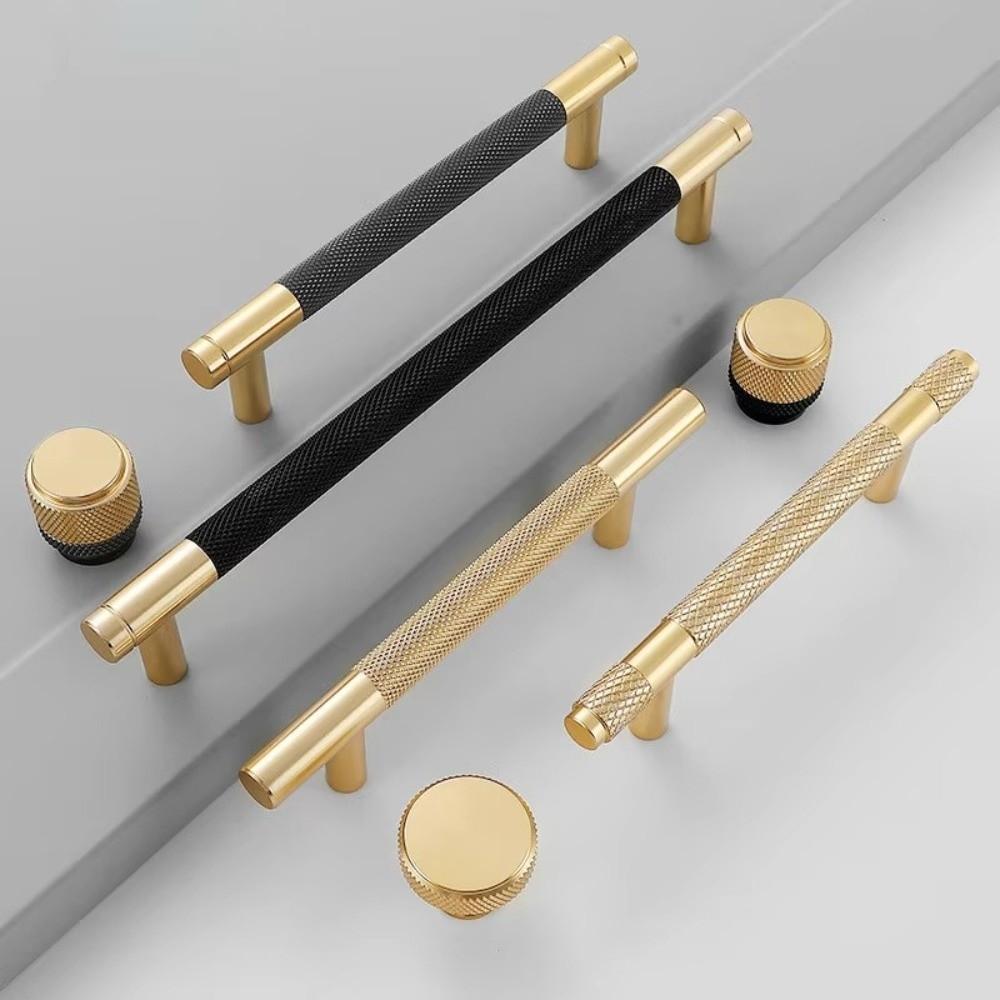 Modern Gold Color Furniture Handle Long Pull Knurled Door Pull DIY Friendly Aluminum Alloy Drawer Handles Wardrobe Doors