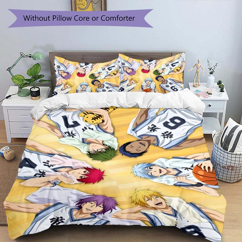 3pcs Kuroko's Basketball Design Cover Set - HD Printed Bedding with 1 Cover and 2 Pillowcases - Perfect for Home and Dorm Decor