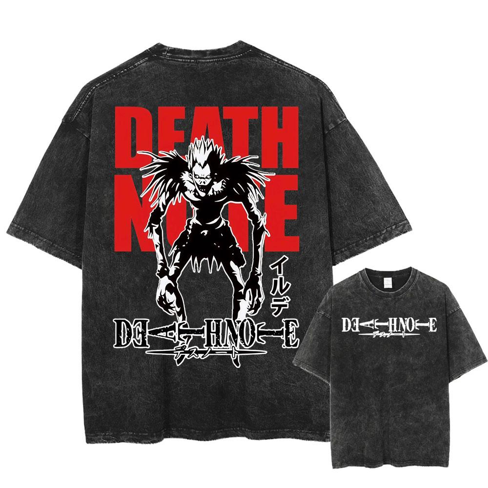 Harajuku Vintage Washed T Shirts Death Note Misa Anime Graphic T Shirt Men Women Cotton Fashion Streetwear Yk Oversized Tshirt