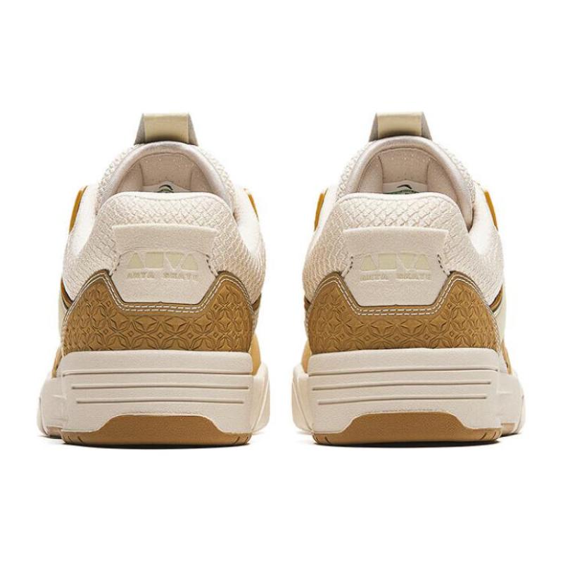 Anta Slip-Resistant Cushioning Wear-Resistant Low-Top Skateboard Shoes Women's Beige Yellow Sneakers 122418040-5