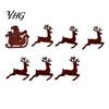 Layered Wooden Christmas Landscape 7Pcs Silhouette Lights with Warm Backlight, LED Reindeer 3D for Home Santa Sleigh Wall Decoration, Seasonal