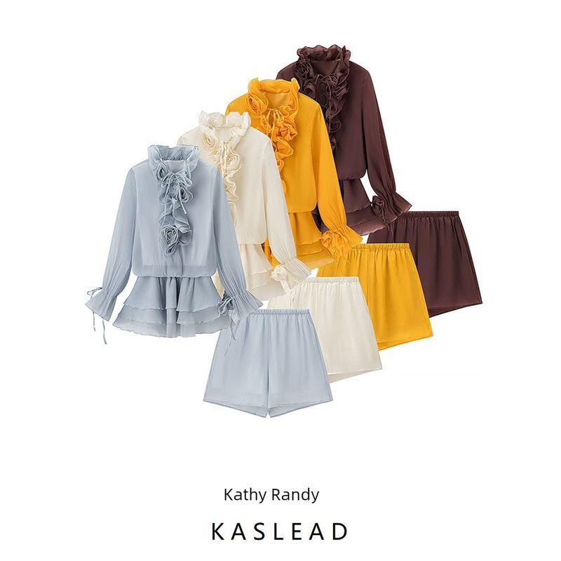 Kaslead New Women clothes Western Style Fashion Simple Casual Flowers Dress Shorts Set