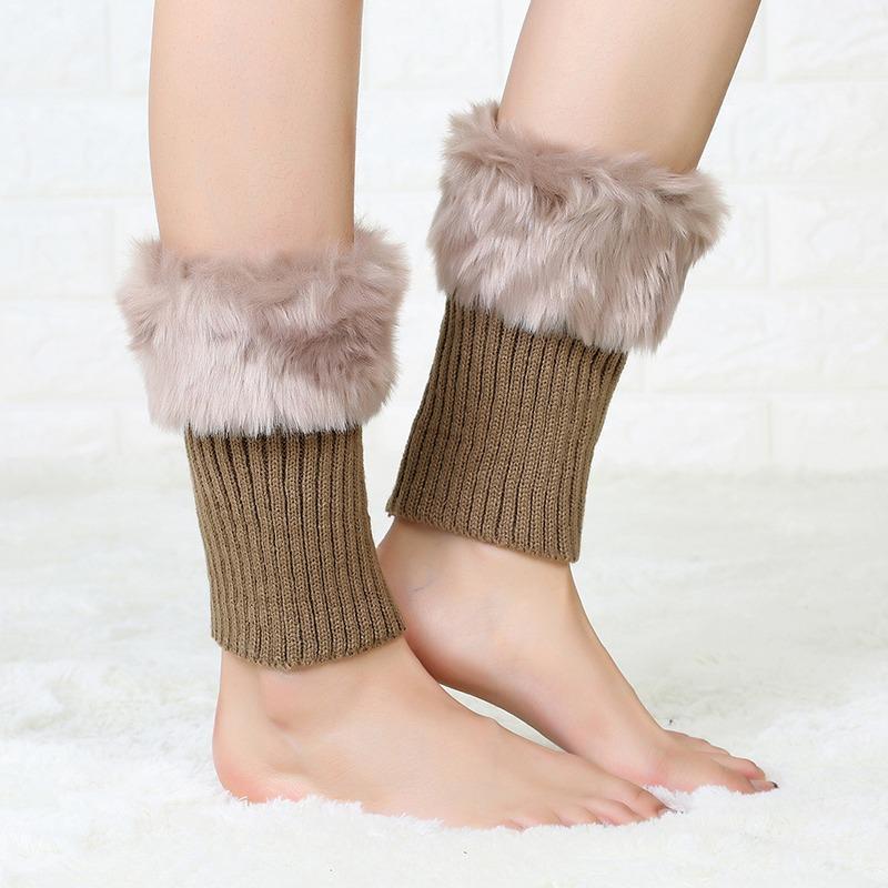 Women's Winter New Average Size Short Flip Flop Fur Warm Socks Boot Covers Knitted Wool Leg Warmers Breathable Anti-friction