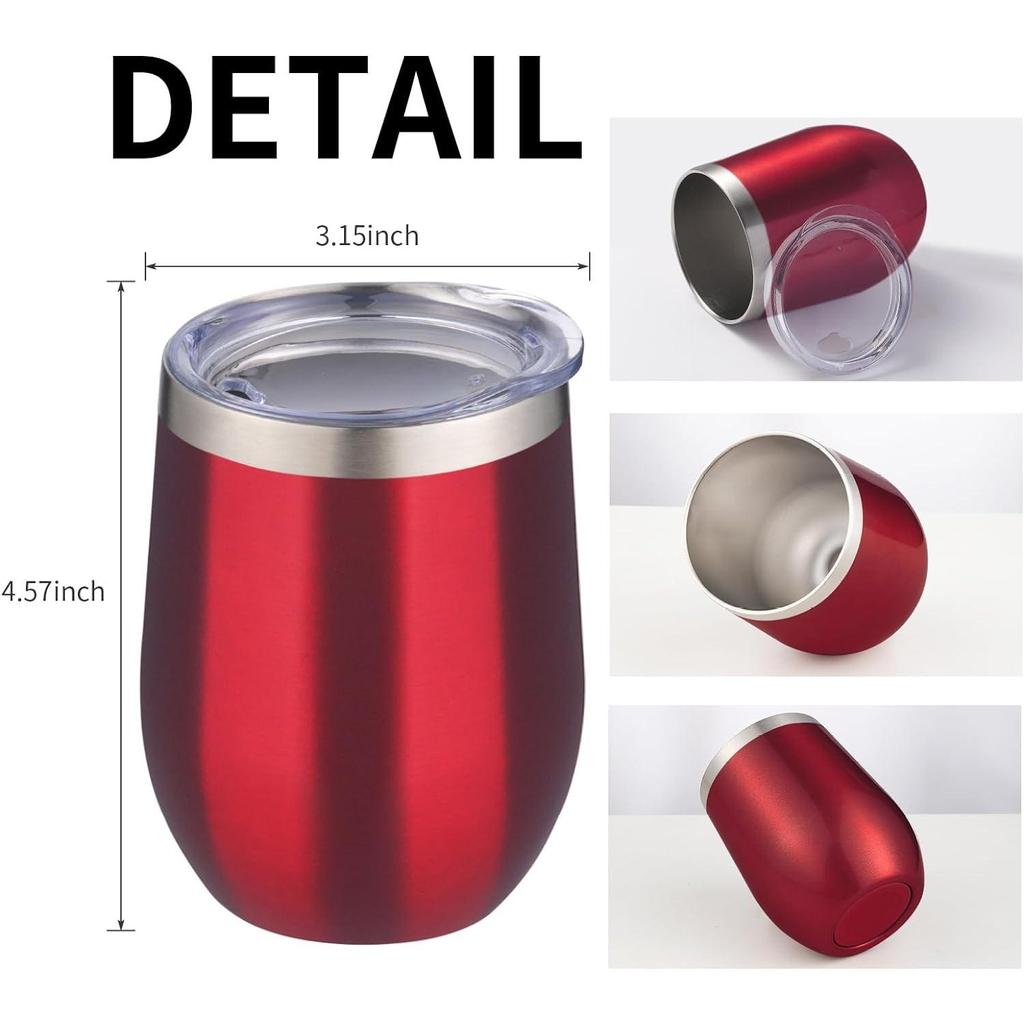 4 Doppelwandige Weingläser Mit Deckel – 340 Ml, Edelstahl, Hält Heiß/kalt, Für Unterwegs